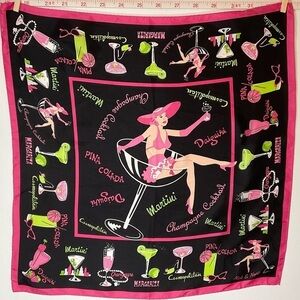 Silk Retro Cocktails Scarf, Nick & Nora
